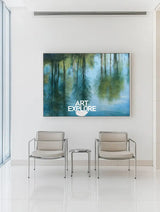 Tranquil Blue Landscape Canvas – Large Minimalist Oil Painting for Dining Room | ArtExplore