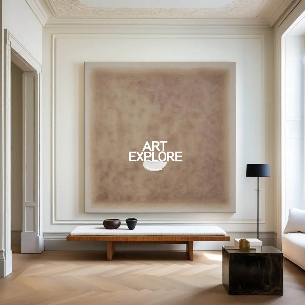 Beige Minimalist Abstract Art Wabi-sabi Monochrome Wall Art Modern Abstract Painting For livingroom