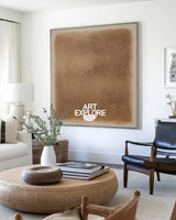 Large Beige Wall Art Gradient Monochrome Color Textured Wall Art Modern Beige Abstract Painting