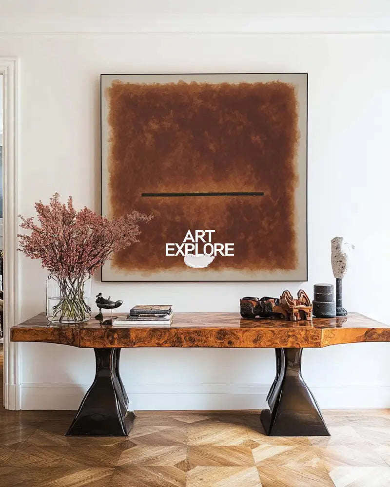 Wabi-sabi Brown Wall Art Large Gradient Monochrome Textured Canvas Art Brown Minimalist Art For Sale