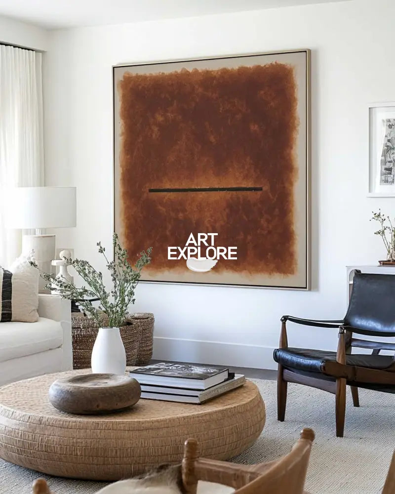 Wabi-sabi Brown Wall Art Large Gradient Monochrome Textured Canvas Art Brown Minimalist Art For Sale