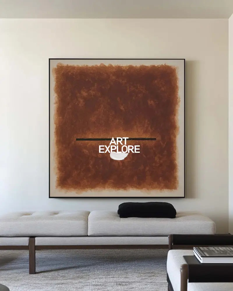 Wabi-sabi Brown Wall Art Large Gradient Monochrome Textured Canvas Art Brown Minimalist Art For Sale