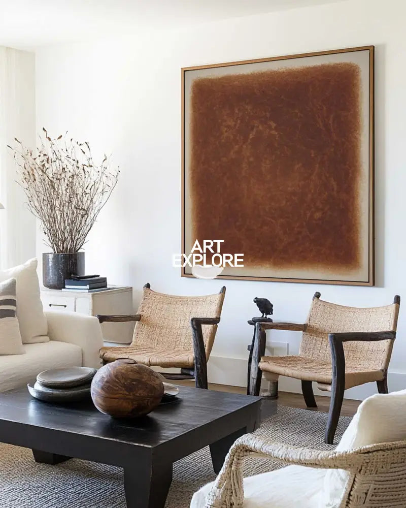 Wabi-sabi Brown Wall Art Large Pure Brown Textured Wall Art Brown Minimalist Art Livingroom Painting
