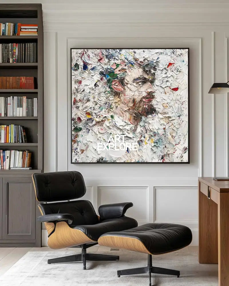 Modern Man Portrait Canvas Painting Rich Textured Art Painting Large Cavas Wall Art For Living Room