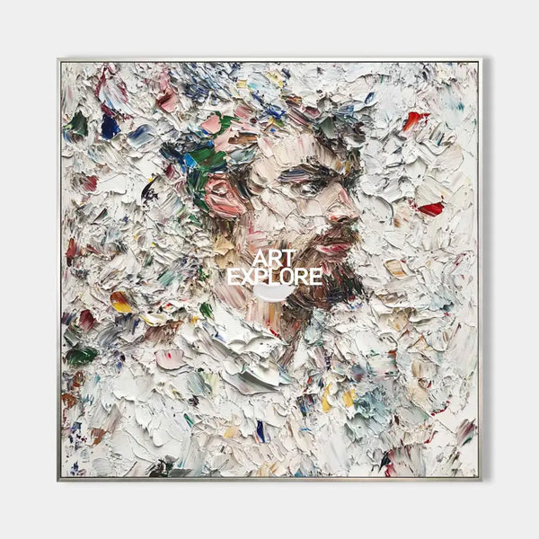 Modern Man Portrait Canvas Painting Rich Textured Art Painting Large Cavas Wall Art For Living Room