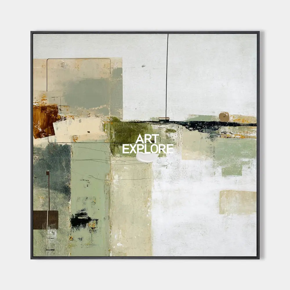 Wabi-sabi Green Painting Sage Textured Artworks Large Green Abstract Canvas Art Green Square Art
