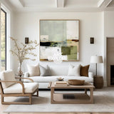 Wabi-sabi Green Painting Sage Textured Artwork Large Handcrafted Abstract Canvas Art  For Livingroom