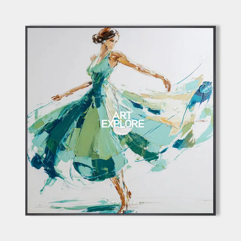 ArtExplore Modern Abstract Woman Dancing Wall Art – Large Textured Canvas Painting for Living Room