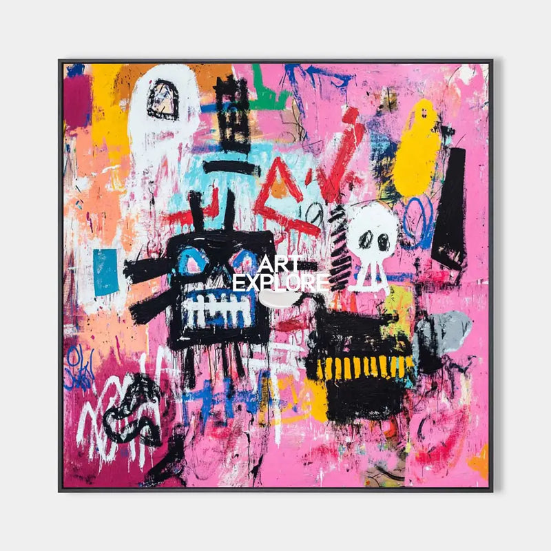 Extra-Large Modern Pink Graffiti Canvas | Striking Pink Textured Art Piece for Home or Office