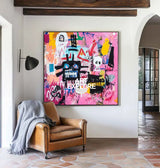 Contemporary Abstract Graffiti Wall Decor | Thick Textured Modern Artwork for Spacious Interiors
