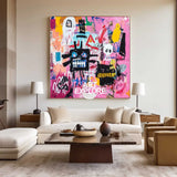 Oversized Abstract Graffiti Canvas Art | Modern Statement Piece with Rich Textures for Home Decor