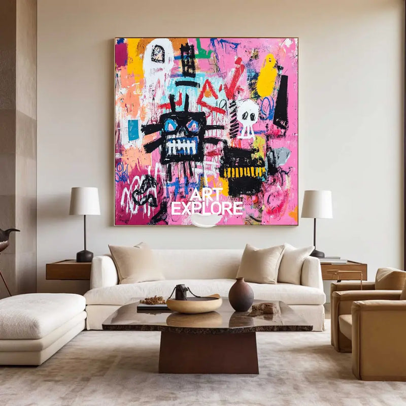 Oversized Abstract Graffiti Canvas Art | Modern Statement Piece with Rich Textures for Home Decor