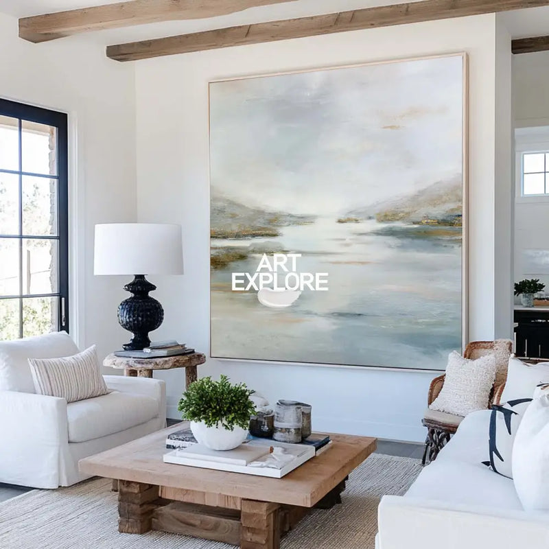 Handcrafted Minimal Landscape Canvas Painting – Modern Art for Living Room, Hallway, or Dining Area | ArtExplore