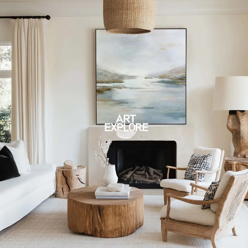 Modern Tranquil Scenery Wall Art – Handmade Landscape for Bedroom, Office, or Entryway by ArtExplore