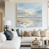 Modern Coastal Landscape Art – Large Handmade Painting for Living Room or Lounge Decor
