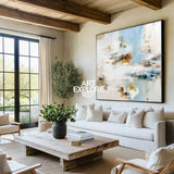 ArtExplore Large Blue Canvas – Minimalist Abstract Painting for Spacious Modern Rooms