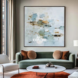 Minimalist Blue & Gold Wall Art – Handmade Canvas Painting for Modern Homes and Large Space Decoration