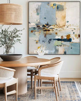 ArtExplore Handmade Textured Blue Landscape Art – Minimal Modern Home Wall Décor