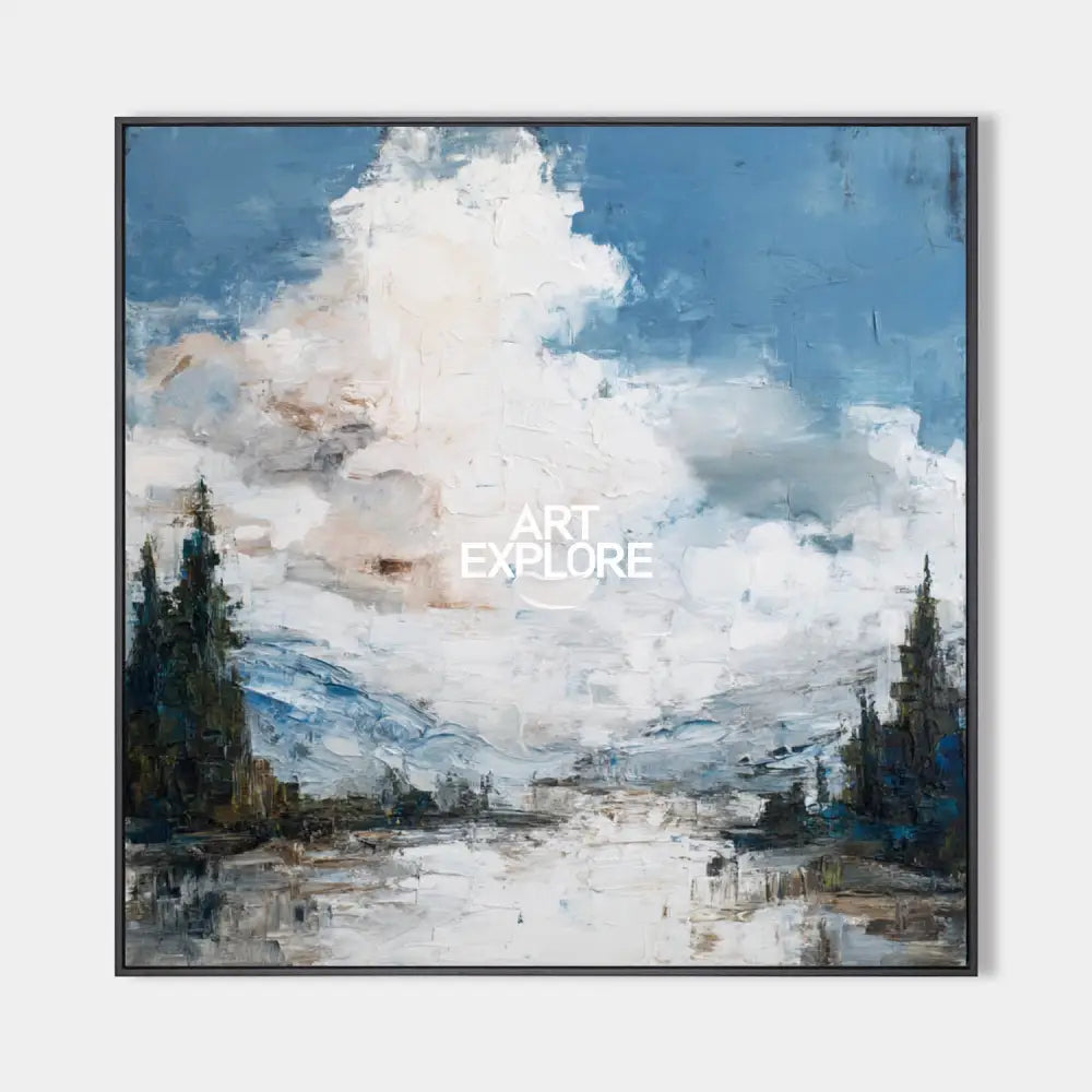 Contemporary Blue Seascape Canvas – Handmade Textured Tranquil Wall Art by ArtExplore