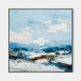 Coastal Sky Large Abstract Painting – Handmade Blue Textured Wall Art for Modern Interiors