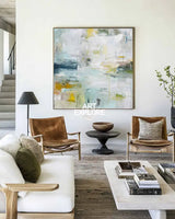 Minimalist Coastal Abstract Canvas Art – Textured Sky Tone Wall Decor