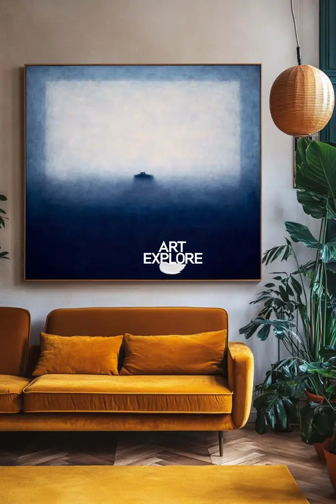 Blue Abstract Wall Art – Handmade Oil on Canvas Painting for Bedroom Decor | ArtExplore