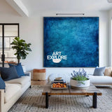 Luxury Handmade Blue Wall Decor – Oversized Canvas Painting for Living Room | ArtExplore