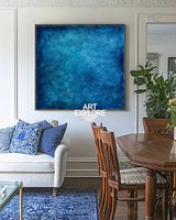 Handmade Wabi-Sabi Wall Art | Large Blue Textured Canvas | ArtExplore Painting