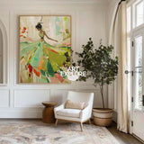 Green Painting Of Dancing Girl African Ballerina Dancing Wall Art Abstract Texture Wall Art For Sale