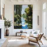 Large Green Swamp Landscape Wall Art Lake Impressionist Painting Texture Landscape Wall Art