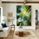 Large Green Textured Forest Oil Painting Modern Green Treetop Wall Art Green Abstract Painting