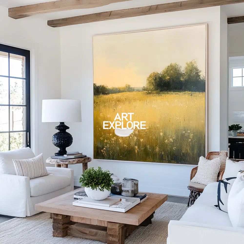 Green Field Painting Large Green Fields Wall Art Large Landscape Art Modern Fine Art For Livingroom