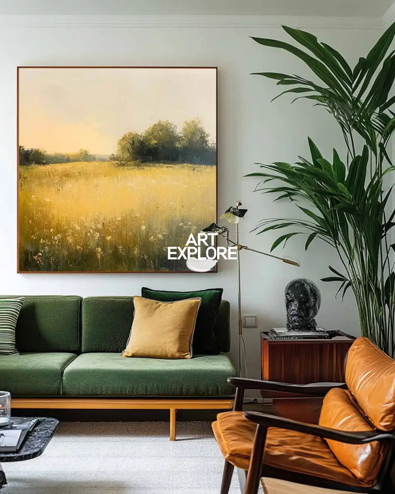 Green Field Painting Large Green Fields Wall Art Large Landscape Art Modern Fine Art For Livingroom
