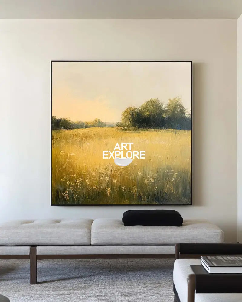 Green Field Painting Large Green Fields Wall Art Large Landscape Art Modern Fine Art For Livingroom