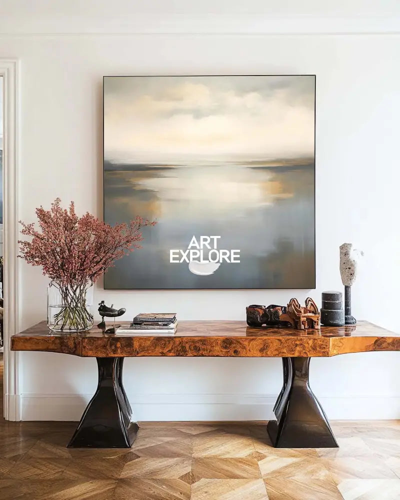 Large Lake Wall Art Texture Landscape Wall Art Luxury Modern Minimalist Landscape Painting For Sale