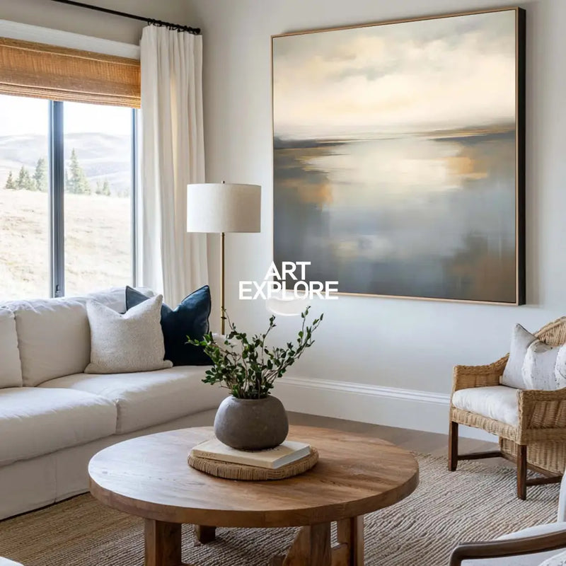 Large Lake Wall Art Texture Landscape Wall Art Luxury Modern Minimalist Landscape Painting For Sale