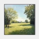 Green Backyard Oil Painting Large Green Fields Wall Art Large Landscape Canvas Art For Livingroom