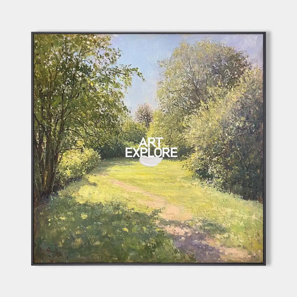 Modern Green Landscape Painting Large Green Woods View Wall Art Green Landscape Canvas Art For Sale