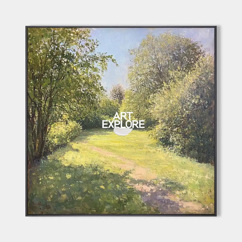 Modern Green Landscape Painting Large Green Woods View Wall Art Green Landscape Canvas Art For Sale