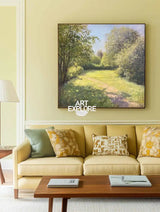 Modern Green Landscape Painting Large Green Woods View Wall Art Green Landscape Canvas Art For Sale