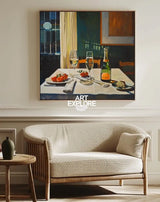 Modern Romantic Candlelight Dinner Canvas Wall Art Social Realism Mid Century Decorations