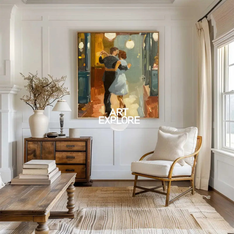 Beautiful Couple Dance Waltz Painting American Realism Wall Paintings Large Romantic Dancing Wall Art