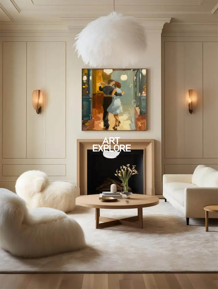 Beautiful Couple Dance Waltz Painting American Realism Wall Paintings Large Romantic Dancing Wall Art