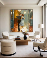Beautiful Couple Dance Waltz Painting American Realism Wall Paintings Large Romantic Dancing Wall Art