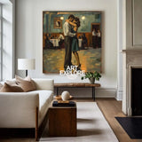 Lovers Embrace Painting Modern Wedding Wall Art, Lovers Art Romantic Lovers Wall Art For Livingroom