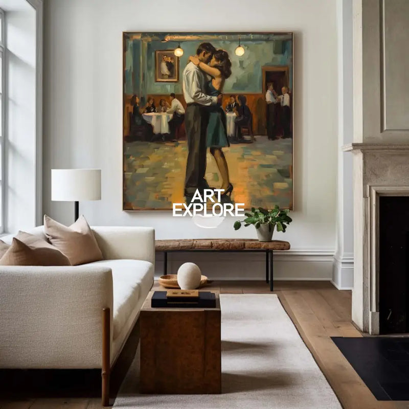 Lovers Embrace Painting Modern Wedding Wall Art, Lovers Art Romantic Lovers Wall Art For Livingroom