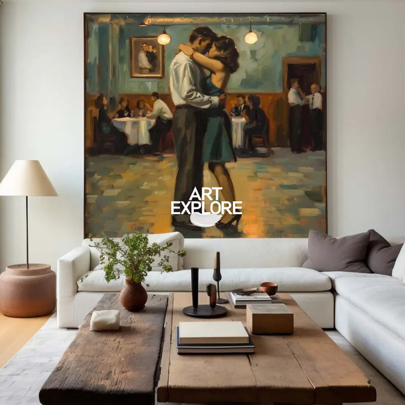Lovers Embrace Painting Modern Wedding Wall Art, Lovers Art Romantic Lovers Wall Art For Livingroom