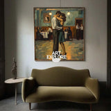 Lovers Embrace Painting Modern Wedding Wall Art, Lovers Art Romantic Lovers Wall Art For Livingroom