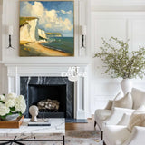 Modern Famous Seaside Art Canvas Painting White Cliff Landscape Painting American Art For Sale