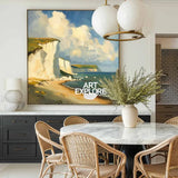 Modern Famous Seaside Art Canvas Painting White Cliff Landscape Painting American Art For Sale